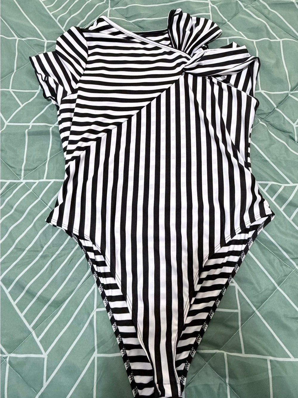 Black & White Striped One-Piece bodysuit
